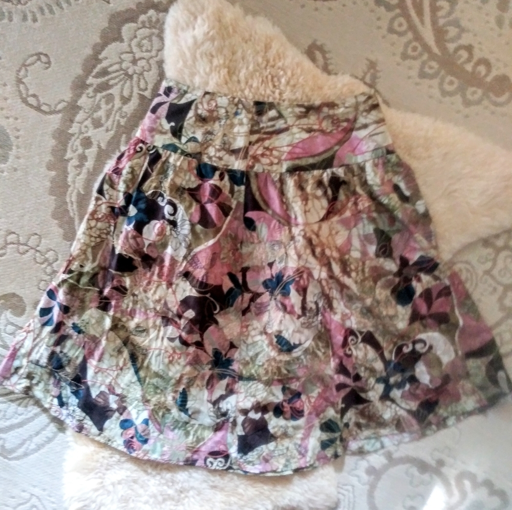 Chico's embroidered floral Shia silk skirt